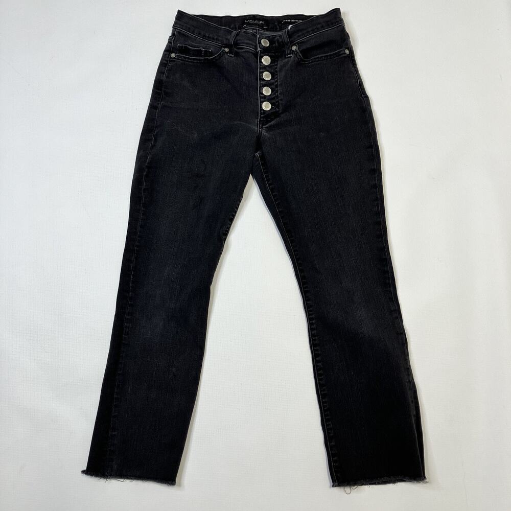 Banana Republic Crop Jeans Womens 27 Washed Black Mid Rise Button Fly Casual